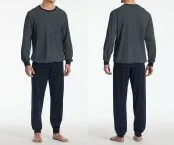 SCHIESSER Herren Schlafanzug lang Comfort Essentials - Nachtblau