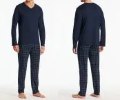 SCHIESSER Men's Long Pyjama Set Fine Interlock - Midnight blue