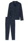 SCHIESSER Herren Schlafanzug lang Fine Interlock Kariert - Blau