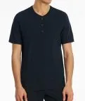 SCHIESSER Herren T-Shirt mit Knopfleiste Mix+Relax - Nachtblau