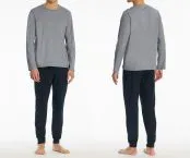 SCHIESSER Men's Long Pyjama Casual Essentials - Blue