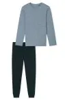 SCHIESSER Men's Long Pyjama Casual Essentials - Blue