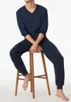 SCHIESSER Men's Long Pyjama Set Comfort Essentials - Midnight blue