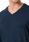 SCHIESSER Men's Long Pyjama Set Comfort Essentials - Midnight blue