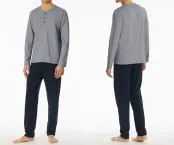 SCHIESSER Men's Long Pyjama Set Casual Essentials - Midnight blue