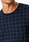 SCHIESSER Men's Long Pyjamas Fine Interlock Checkered - Midnight Blue