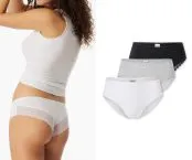 Schwarze, weiße und graumelierte Damen-Brazilian-Slips Modern Multipacks