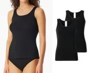 Schwarze Damen-Trägertops aus SCHIESSER Modern Multipacks