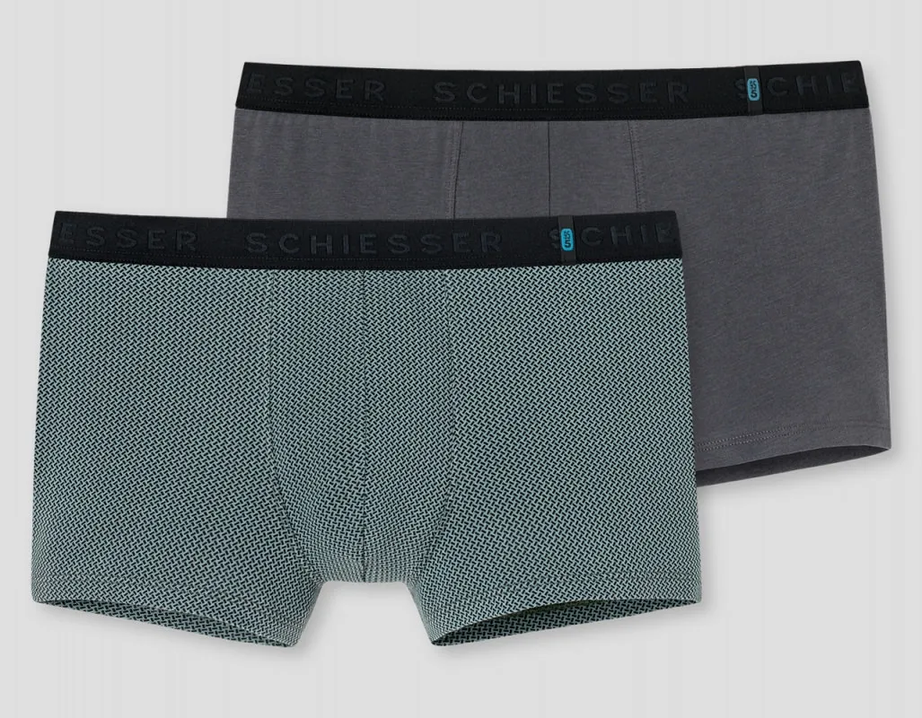 2-Pack green & grey SCHIESSER Shorts 95/5