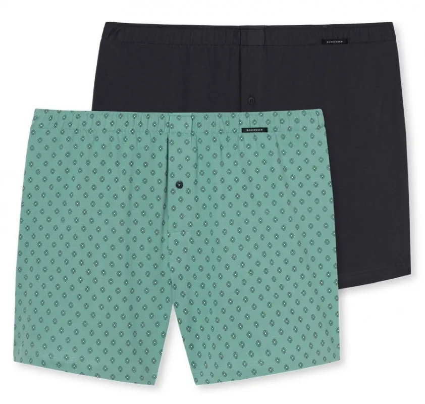 2-Pack Men Boxer Shorts SCHIESSER Essentials anthracite and green