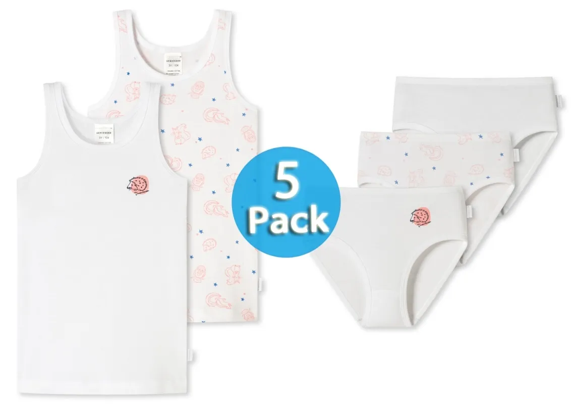 SCHIESSER Underwear Set 5-Pack Girls Briefs and Shirts - white