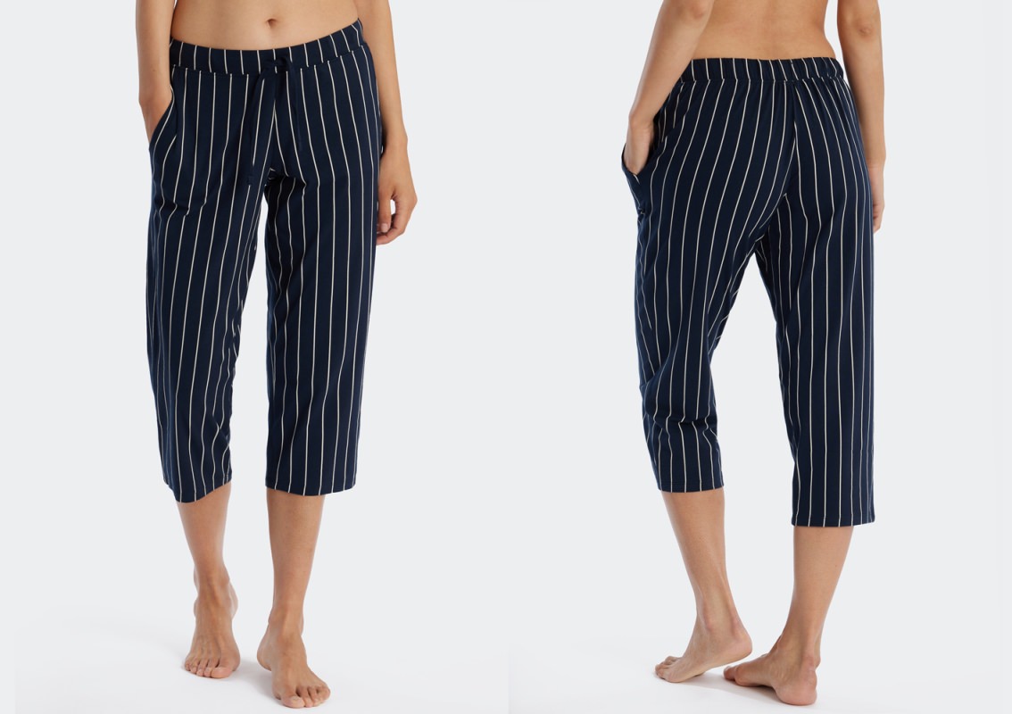 Ladies pants 3 4 long Schiesser Mix Relax dark blue