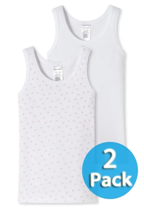 2-Pack of Girls Vest Tops SCHIESSER Original Classics - White -Pink