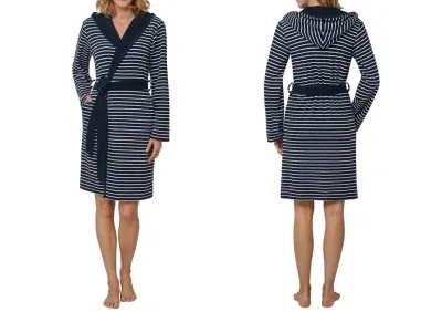 Damen Bademantel mit Kapuze SCHIESSER Selected Premium - nachtblau Damen Bademantel mit Kapuze SCHIESSER Selected Premium - nachtblau
