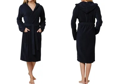 Damen Bademantel mit Kapuze SCHIESSER Essentials - dunkelblau Damen Bademantel mit Kapuze SCHIESSER Essentials - dunkelblau