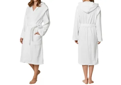 Damen Bademantel mit Kapuze SCHIESSER Essentials - weiß