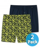 2er Pack SCHIESSER Herren Boxershorts - blau-gelb und dunkelblau