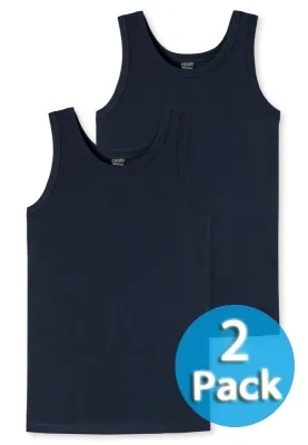 2er Pack Jungen Unterhemd 0/0 Schiesser 95/5 - nachtblau 2er Pack Jungen Unterhemd 0/0 Schiesser 95/5 - nachtblau