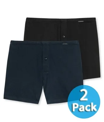 2er Pack Herren Boxershorts SCHIESSER - blau und schwarz 2er Pack Herren Boxershorts SCHIESSER - blau und schwarz
