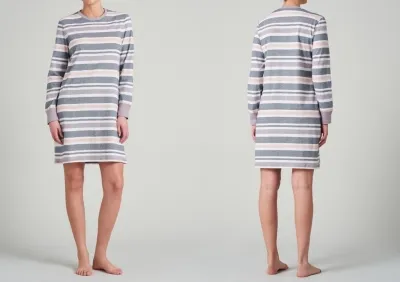 SCHIESSER Damen Langarm-Nachthemd Sportive Stripes