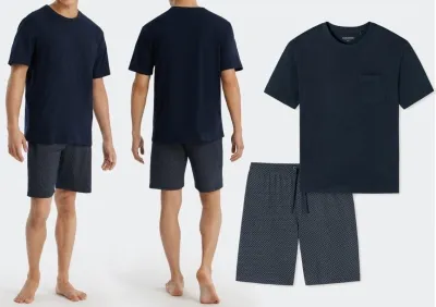 SCHIESSER Schlafanzug kurz Ebony - blau SCHIESSER Schlafanzug kurz Ebony - blau