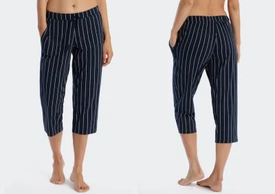 Damen Hose 3/4 lang Schiesser Mix & Relax - dunkelblau gestreift Damen Hose 3/4 lang Schiesser Mix & Relax - dunkelblau gestreift