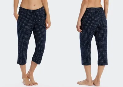 Damen Hose 3/4 lang Schiesser Mix & Relax - dunkelblau gepunktet Damen Hose 3/4 lang Schiesser Mix & Relax - dunkelblau gepunktet