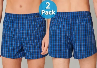 2er Pack Herren Boxershorts SCHIESSER Essentials - blau 2er Pack Herren Boxershorts SCHIESSER Essentials - blau