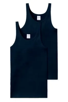 2er Pack Herren Sportjacke SCHIESSER Cotton Essentials Feinripp - navy blau 2er Pack Herren Sportjacke SCHIESSER Cotton Essentials Feinripp - navy blau