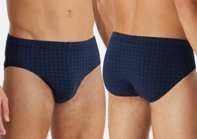 Herren Minislip SCHIESSER Cotton Casuals - dunkelblau kariert