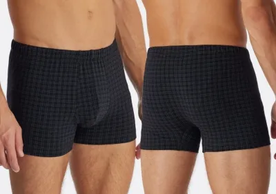 Herren Shorts SCHIESSER Cotton Casuals - schwarz kariert
