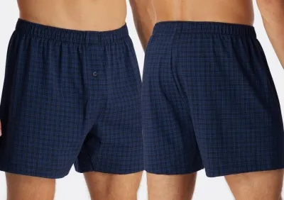 Herren Boxershorts SCHIESSER Cotton Casuals - dunkelblau kariert