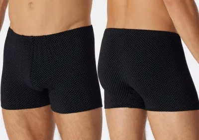 Herren Shorts SCHIESSER Cotton Casuals - schwarz gepunktet
