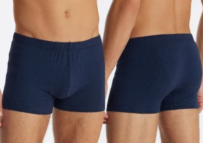 Herren Shorts SCHIESSER Cotton Casuals - dunkelblau gepunktet