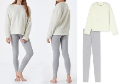 Langer Mädchen Schlafanzug SCHIESSER Teens Nightwear -Off-white Langer Mädchen Schlafanzug SCHIESSER Teens Nightwear -Off-white