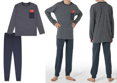 Jungen Schlafanzug Lang SCHIESSER Nightwear - dunkelblau graphit