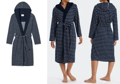 Damen-Bademantel SCHIESSER Feather Terry Navy/Weiß gestreift Damen-Bademantel SCHIESSER Feather Terry Navy/Weiß gestreift