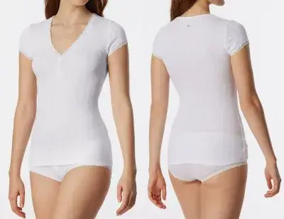 Damen Shirt kurzarm SCHIESSER Revival Agathe - weiß Damen Shirt kurzarm SCHIESSER Revival Agathe - weiß