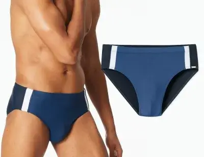 SCHIESSER Aqua Herren Bade-Sir Badehose mit Kontraststreifen - Blau