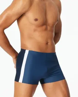 SCHIESSER Herren-Badehose Aqua mit Bein und Kontraststreifen - Blau