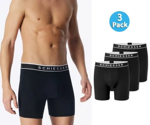 SCHIESSER Herren Long-Shorts 95/5 3er-Pack - Schwarz SCHIESSER Herren Long-Shorts 95/5 3er-Pack - Schwarz