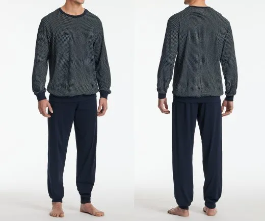 SCHIESSER Herren Schlafanzug lang Comfort Essentials - Nachtblau SCHIESSER Herren Schlafanzug lang Comfort Essentials - Nachtblau