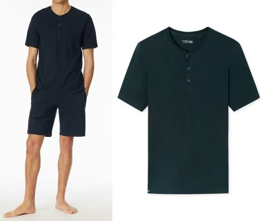 SCHIESSER Herren T-Shirt mit Knopfleiste Mix+Relax - Nachtblau SCHIESSER Herren T-Shirt mit Knopfleiste Mix+Relax - Nachtblau