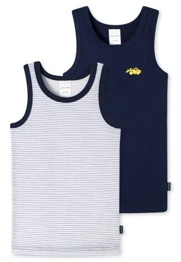 SCHIESSER Jungen Unterhemd Fine Rib Doppelpack Bagger - Mehrfarbig