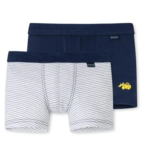 SCHIESSER Jungen Shorts Fine Rib 2er-Pack Bagger & Ringel - Mehrfarbig