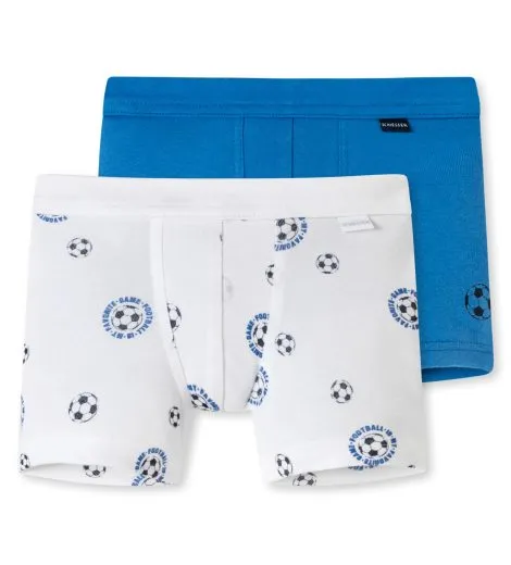 SCHIESSER Jungen Shorts Fine Rib 2er-Pack Fußball - Mehrfarbig