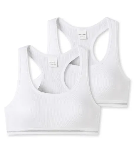 SCHIESSER Mädchen Bustier Long Life Rib Doppelpack - Weiß