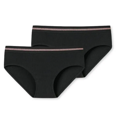 SCHIESSER Mädchen Panties Long Life Rib 2er-Pack - Schwarz