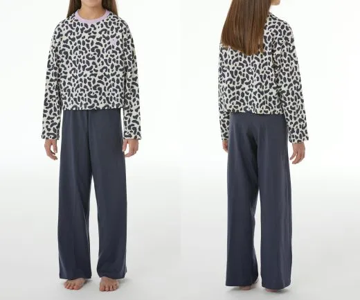 SCHIESSER Mädchen Schlafanzug lang Nightwear Leo - Weiß