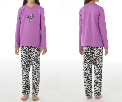 SCHIESSER Mädchen Schlafanzug lang Nightwear Animalprint - Rot